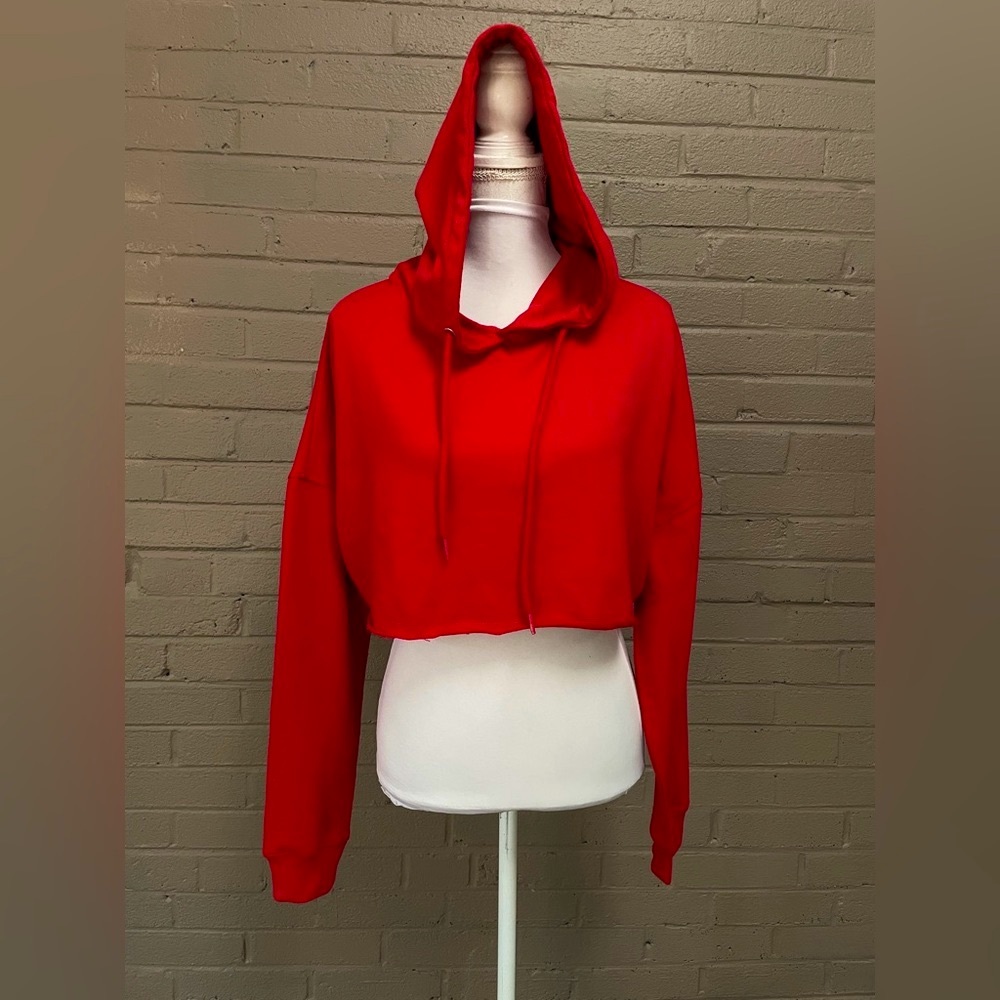 Boohoo cropped red hoodie 6